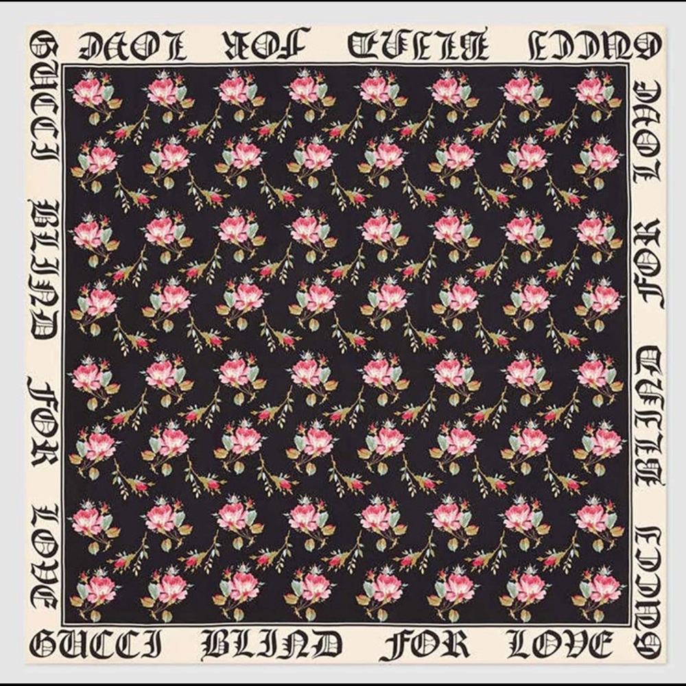 Gucci Women Gothic Blind For Love Print Silk Scarf